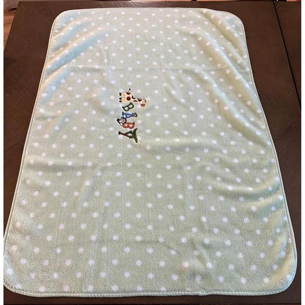 Garanimals Walmart Green Polka Dot Baby Giraffe Flowers Baby Blanket/Lovey 39x29